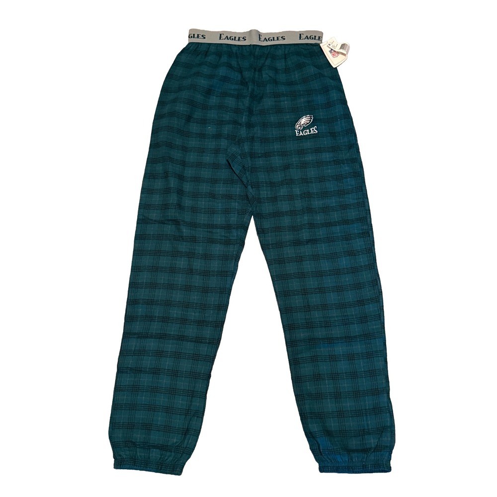 NFL Philadelphia Eagles Pajama Pants Mens M Teal Plaid Cotton Lounge Sleepwear